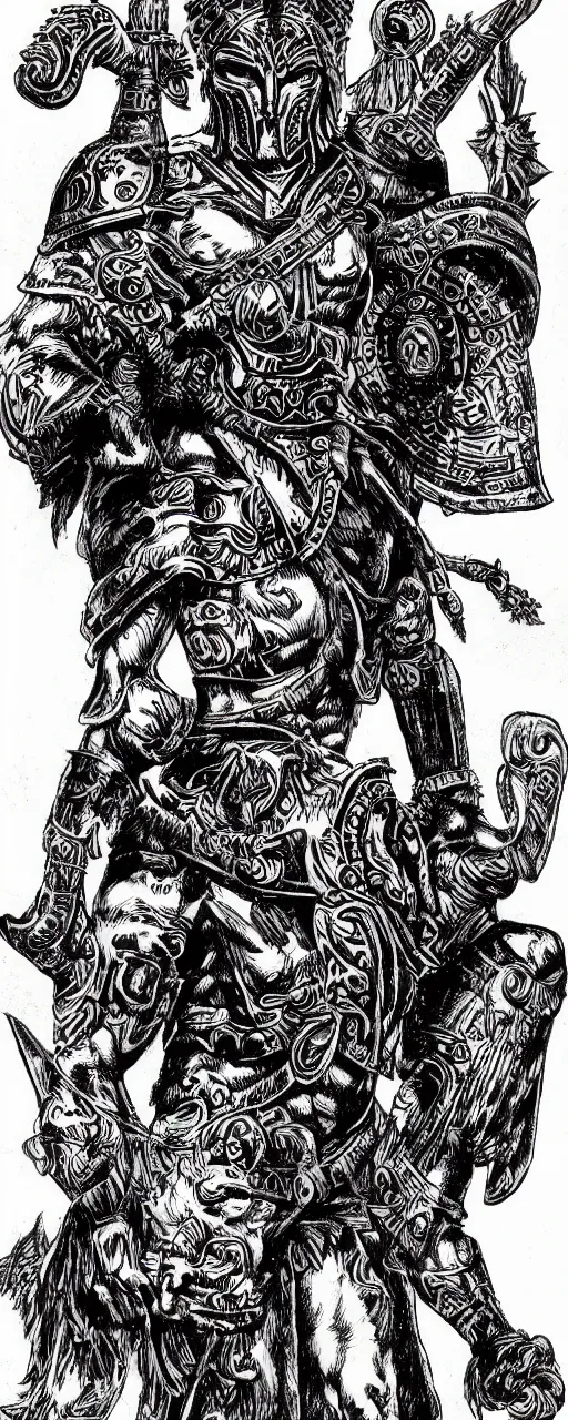 Prompt: Ares the greek god of war as an Aztec god, Mexican folklore, highly detailed, realistic, Aztec mythology, Greek mythology, brutal depiction, fear, otherworldy, hellish