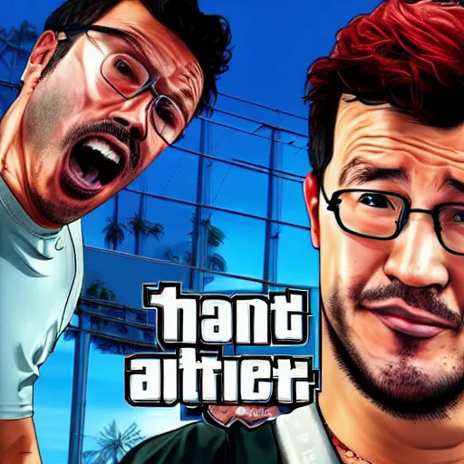 Prompt: portrait of Markiplier, GTA V cover art