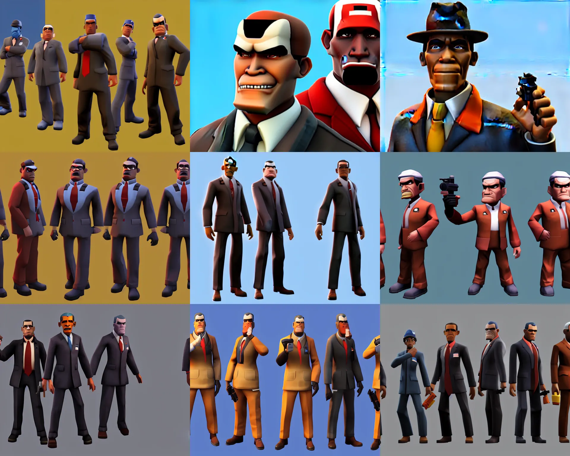 Prompt: team fortress 2 obama model, rendered in sfm