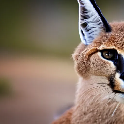 Prompt: a cinematic film still of a claymation stop motion film starring cute fluffy caracal, shallow depth of field, 8 0 mm, f 1. 8