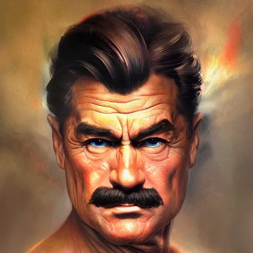 Prompt: An ultra realistic portrait painting of Mario in the style of Frank Frazetta, 4k, Ultrarealistic, Highly Detailed, Dark Fantasy, Epic Lighting