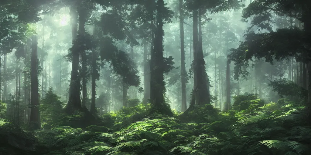 Image similar to a forest, cinematic angle, studio Ghibli, volumetric lighting, breathtaking, beautiful composition, elegant, digital art, detailed, oil painting, hyperrealistic, sharp focus, 8k