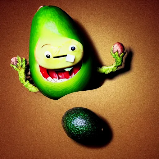 Image similar to an avocado with arms and legs wearing a starfleet uniform, patrick - stewart - avocado hybrid, 4 k photograph