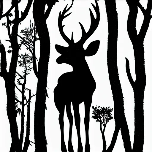 Image similar to negative space deer silhouette of a forest