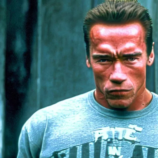 Image similar to cinematic still of arnold schwarzenegger in 8 mile ( 2 0 0 2 ), blueray