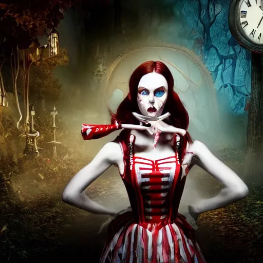 Prompt: very scary american mcgee's alice in wonderland madness returns sharp focus 8 k