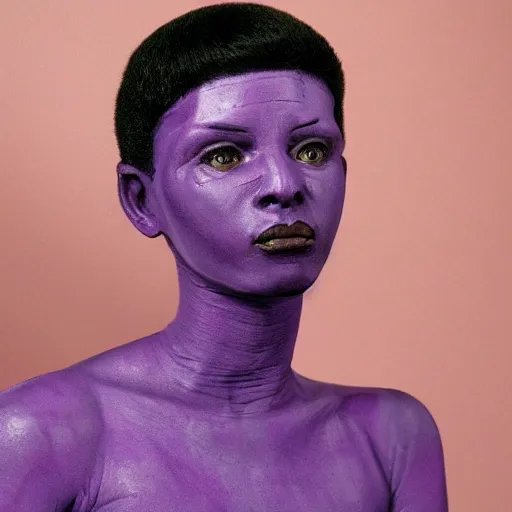 Prompt: purple-skinned human