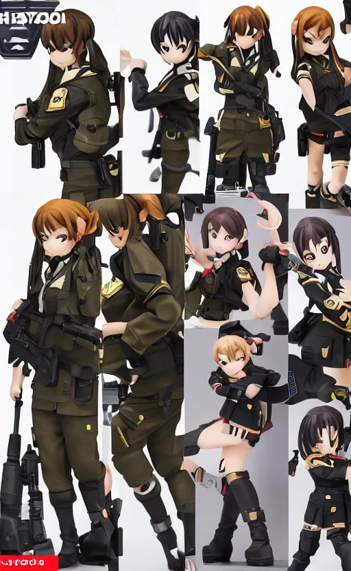 Image similar to toy design, school uniform, portrait of soldier girl, girls frontline style, anime figma figure, studio photo, flight squadron insignia, soldier clothing, realistic military gear, inspired by good smile company, 120mm, round elements, photo taken by professional photographer, by shibafu, trending on facebook, symbology, anime character aanatomy 4k resolution, matte, empty hands, realistic military carrier, forest