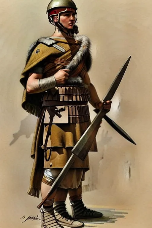 Image similar to (((((1950s roman legionary . muted colors.))))) by Jean-Baptiste Monge !!!!!!!!!!!!!!!!!!!!!!!!!!!