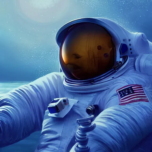 Image similar to astronaut in the ocean, hyperrealistic masterpiece, artstation, cgsociety, kodakchrome, golden ratio