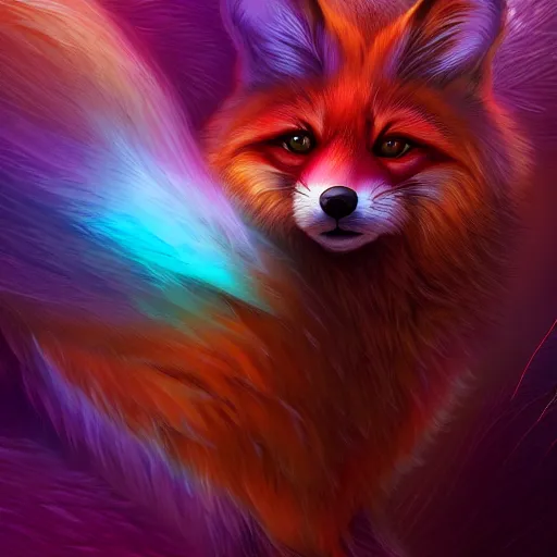 Prompt: digital maroon fox, retrowave palette, digital world, highly detailed, electric breeze, anatomically correct vulpine, synth feel, fluffy face, ear floof, flowing fur, super realism, accurate animal imagery, 4 k digital art