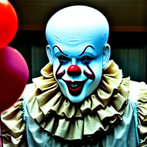 Image similar to a photograph of pennywise dressed as a doctor at a hospital, full shot