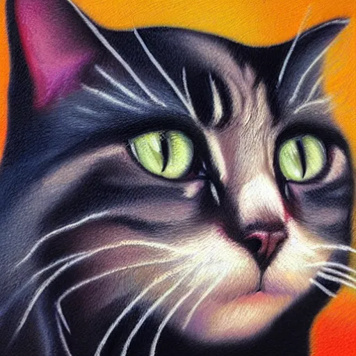 Image similar to a cat, oil painting, pointillism