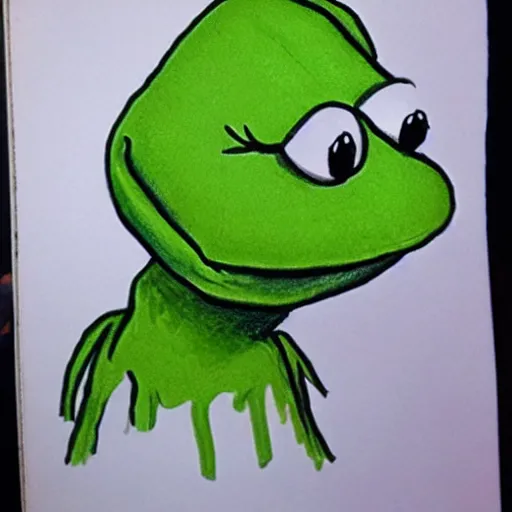 Image similar to caricature drawing of Kermit the frog