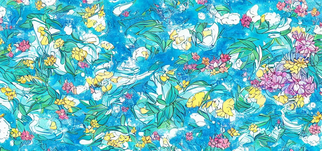 Image similar to pattern of water by ghibli, summer vibes