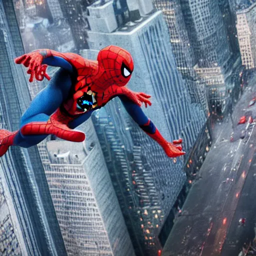 Prompt: spider-man webswinging in new york, cinematic photography, high detail, 4k