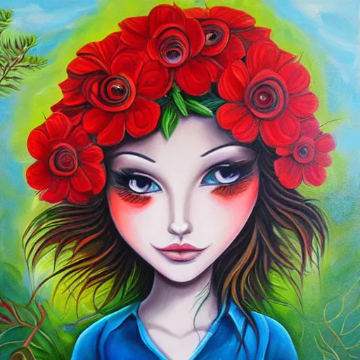 Prompt: oil painting of a red flower by jeremiah ketner