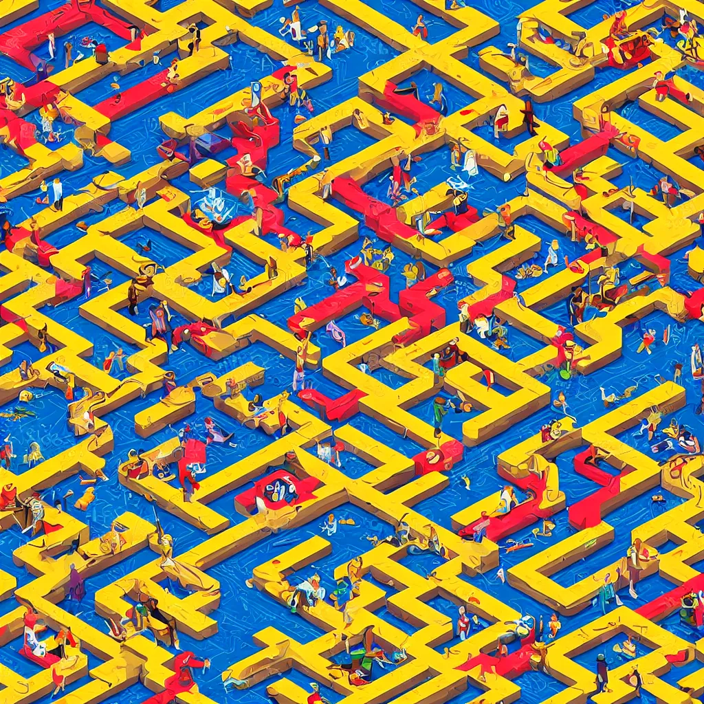 Image similar to wimmelbilder maze pinball machine illustration, isometric, very sharp