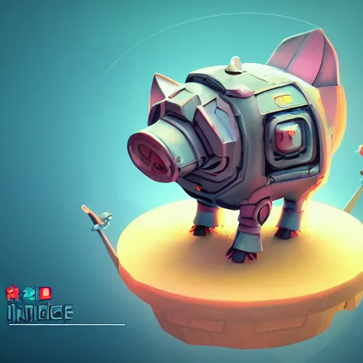 Image similar to Isometric 3D Fantasy Cute and adorable pig space Mecha, Smooth 3D Illustration, soft render, Servando Lupini, Daniil Kudriavtsev, handpaint texture, Blender, 3DCoat H 648