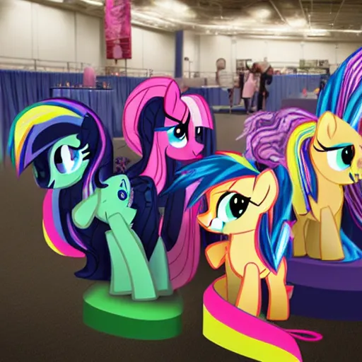 Prompt: My Little Pony convention artists alley