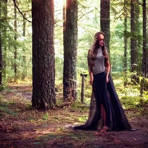 Image similar to entrancing beautiful portrait in the forest full body