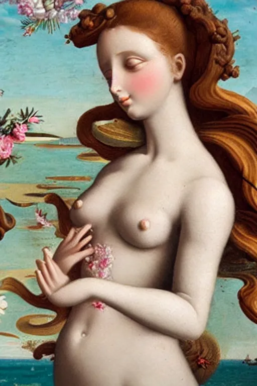 Image similar to beautiful portrait of a woman, the birth of venus collectable toy action figure