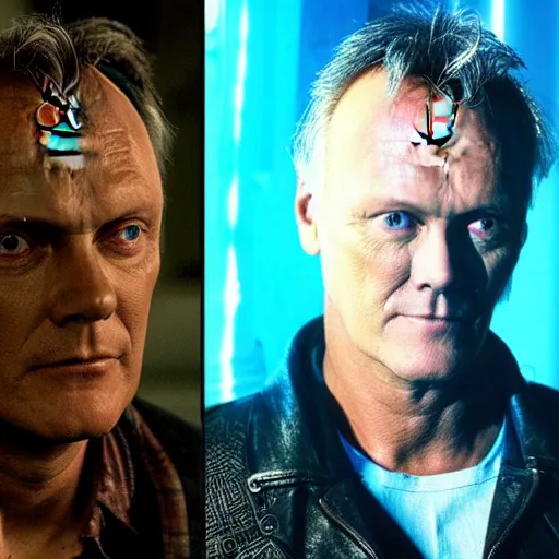 Image similar to Anthony Head as Cyberpunk Uther