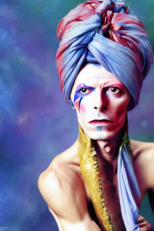 david bowie dressed as a Genie, cloth head wrap, | Stable Diffusion ...