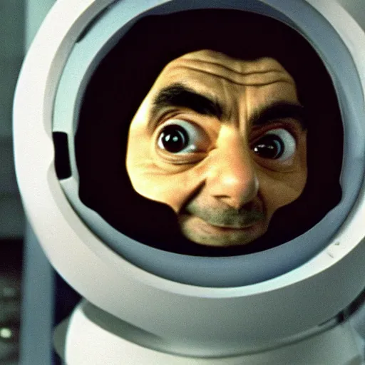 Prompt: A still of Mr Bean in 2001: A Space Odyssey