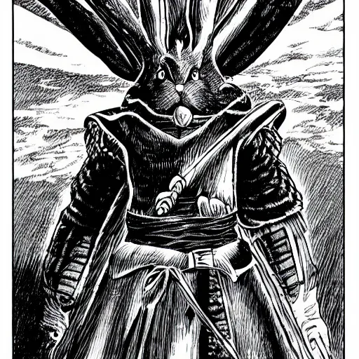 Prompt: a rabbit in the manga Berserk