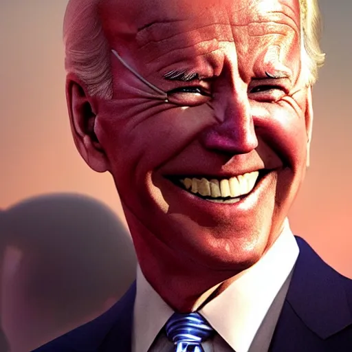 Image similar to joe biden smiling while behind him the world is burning, dramatic lighting, cinematic, establishing shot, extremly high detail, photorealistic, cinematic lighting, artstation, style by James Gurney