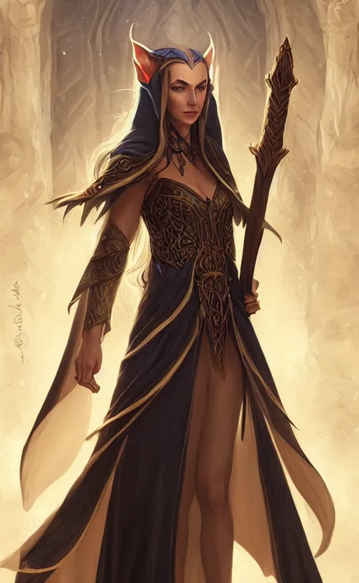 a-beautiful-female-high-elf-wizard-wearing-long-stable-diffusion