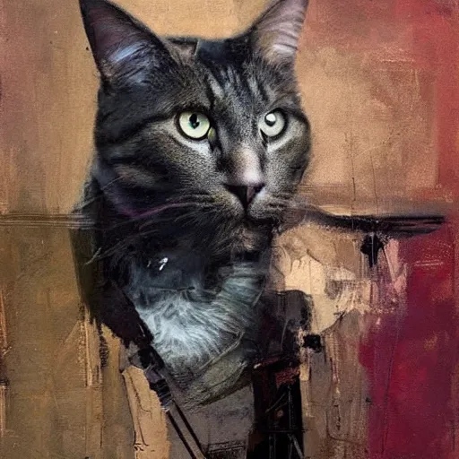 Prompt: nick offerman and a cat morphed together, hybrid, jeremy mann painting