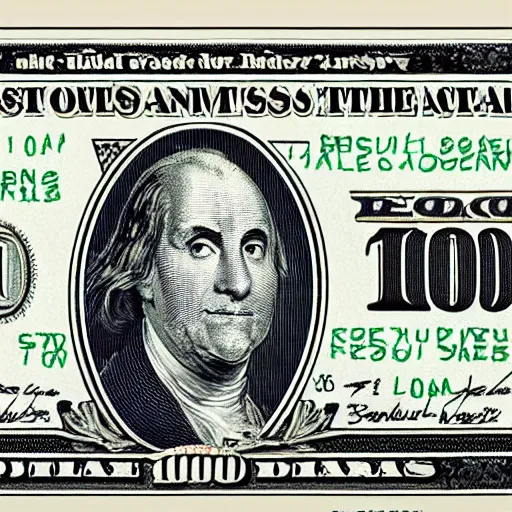 Prompt: ultra realistic 100 dollars bill with Bender in the middle.