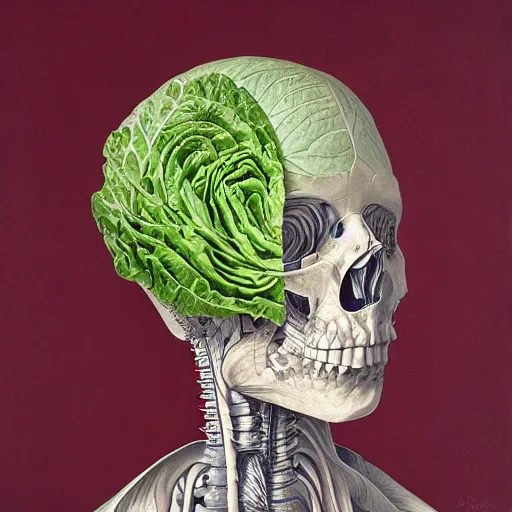 Image similar to the anatomy of a head of lettuce, an ultrafine detailed painting by james jean, behance contest winner, vanitas, angular, altermodern