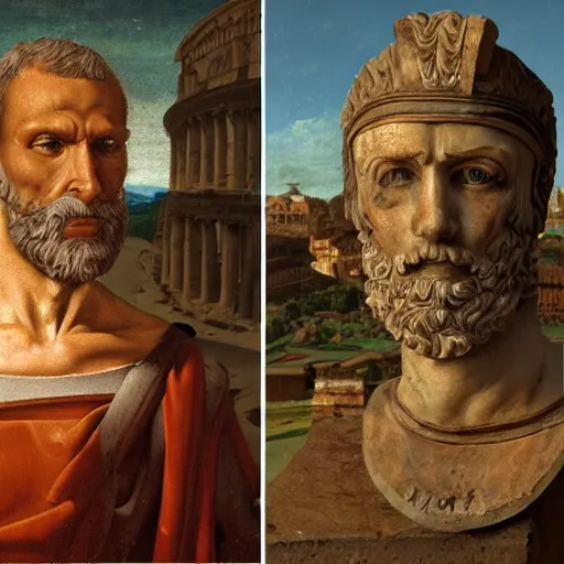 Image similar to Jerma985 in Ancient Rome, detailed, highly detailed, heroic, epic, complex, very detailed, realistic, HD quality, 8k resolution, body and headshot, Oil Painting, Italian Renaissance Painting of Jerma985, Italian Renaissance Painting Style, Renaissance Painting Style, Painting, Trending on Artstation