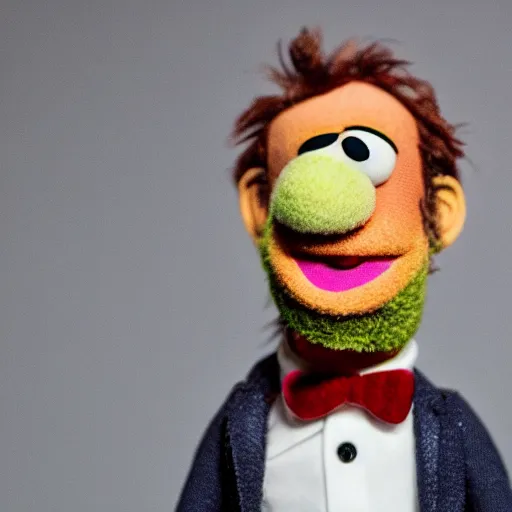 Image similar to a muppet hugh laurie, very detailed, realistic, sigma 35 mm f/1.4