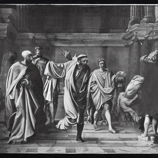 Image similar to a photograph of the last moments of julius caesar's life