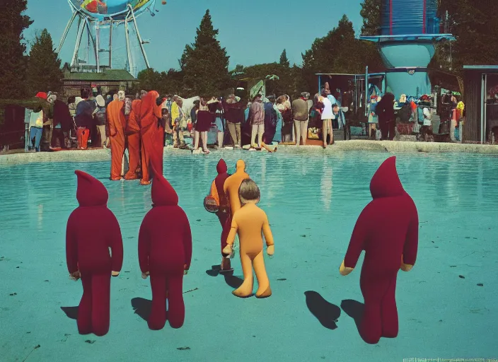 Prompt: dramatic color photo of dadcore occult wizards on vacation at marineland canada by basil wolverton by robert crumb by william eggleston by annie leibovitz, detailed and creepy, fujifilm velvia 5 0, color photography, sigma 2 8 mm