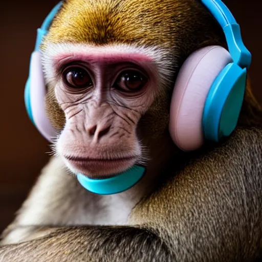 Prompt: monkey with headphones