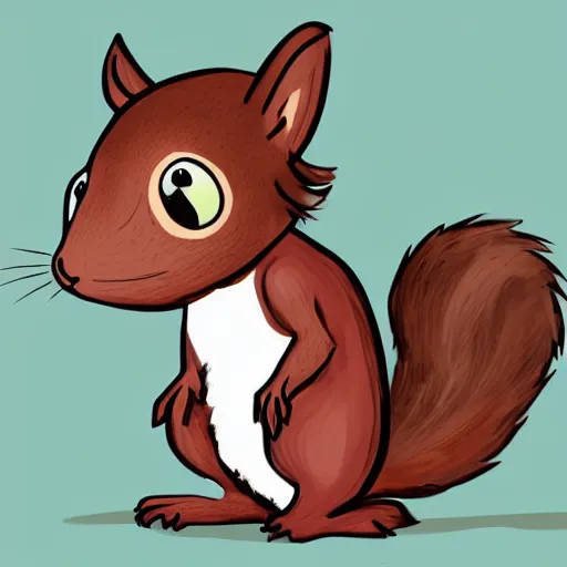Image similar to a cute squirrel whit fluffy fur drawn concept art