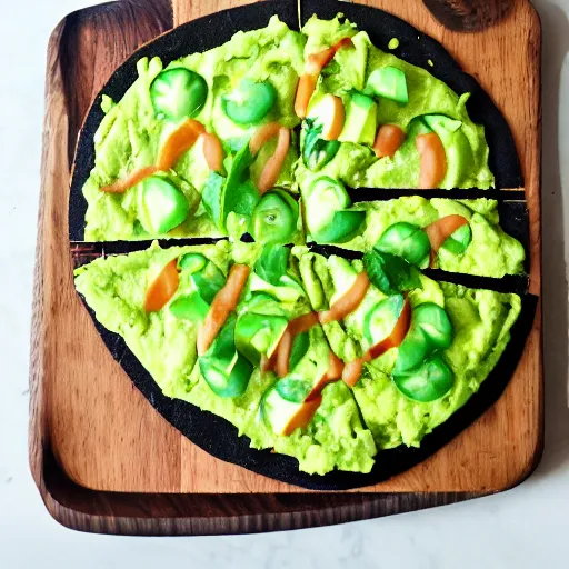 Prompt: the most delicious avocado pizza i have ever eaten