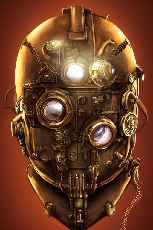 Image similar to steampunk helmet fantasy art mask robot ninja stylized digital illustration sharp focus, elegant intricate digital painting artstation concept art global illumination ray tracing advanced technology chaykin howard and campionpascale and cooke darwyn and davis jack