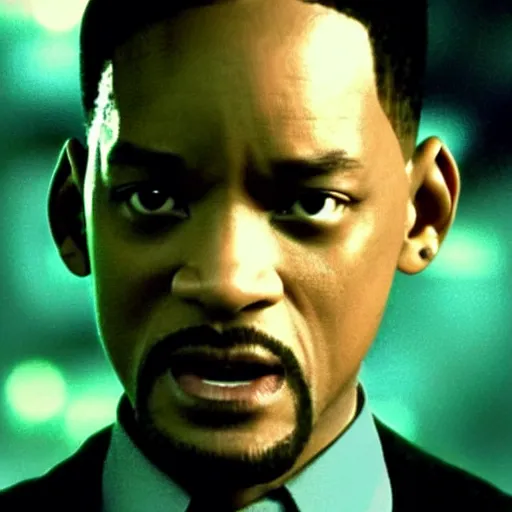 Image similar to will smith as neo in the matrix movies, cinematic, atmosphere, dynamic light, ultra realistic, very detailed