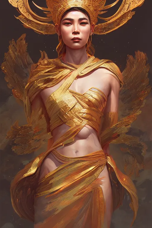 Image similar to goddess of the vietnamese, highly detailed, digital painting, artstation, concept art, smooth, sharp focus, illustration, unreal engine 5, 8 k, art by artgerm and greg rutkowski and edgar maxence