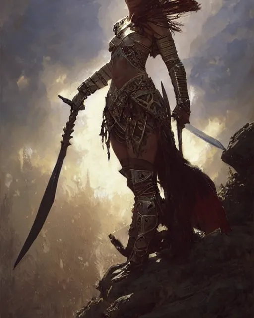 Image similar to a fierce warrior princess in full armor, fantasy character portrait by greg rutkowski, gaston bussiere, craig mullins, simon bisley