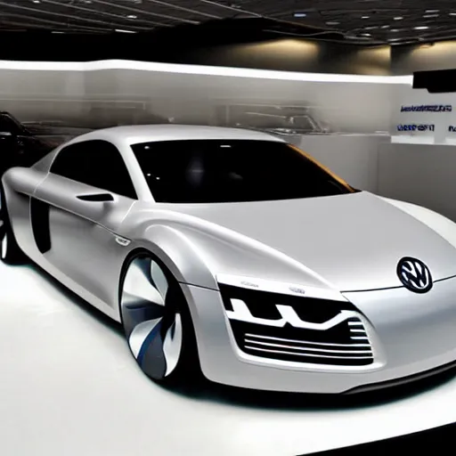 Prompt: a volkswagen r8 v10 concept car in a showroom :: Gran turismo 7 concept art