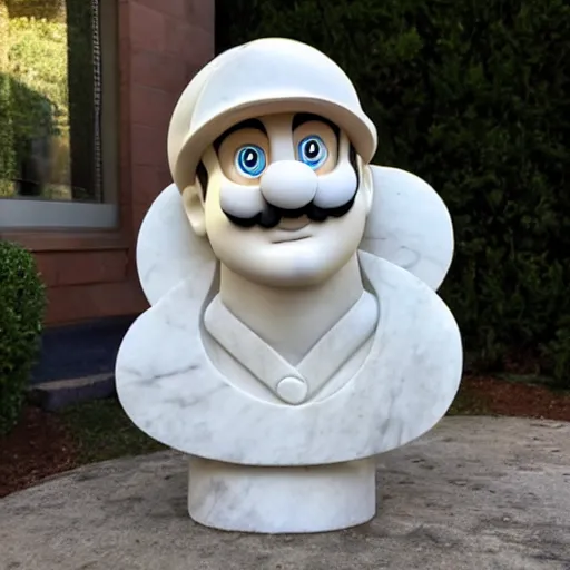 Prompt: super mario, classic marble sculpture