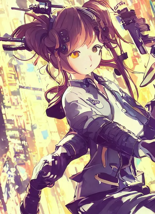 Image similar to JRPG game poster, luxury advertisement, yellow filter. Clean and detailed post-cyberpunk sci-fi close-up schoolgirl in asian city in style of cytus and deemo, blue flame, relaxing, calm and mysterious vibes, by Tsutomu Nihei, by Yoshitoshi ABe, by Ilya Kuvshinov, by Greg Tocchini, nier:automata, set in half-life 2, Matrix, GITS, Blade Runner, Neotokyo Source, Syndicate(2012), dynamic composition, beautiful with eerie vibes, very inspirational, very stylish, with gradients, surrealistic, dystopia, postapocalyptic vibes, depth of field, mist, rich cinematic atmosphere, perfect digital art, mystical journey in strange world, beautiful dramatic dark moody tones and studio lighting, shadows, bastion game, arthouse