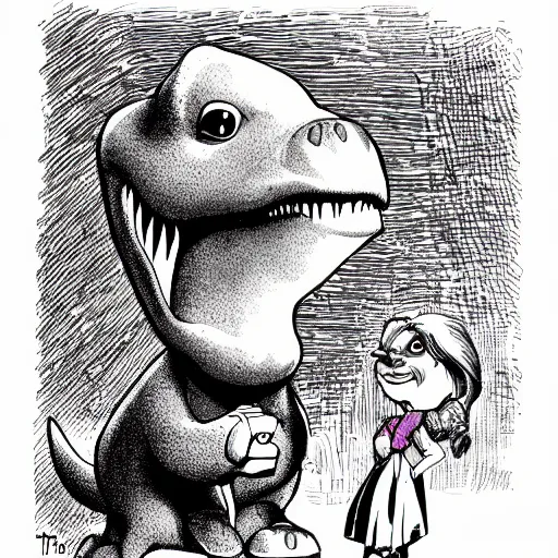 Prompt: cartoon of princess T-Rex